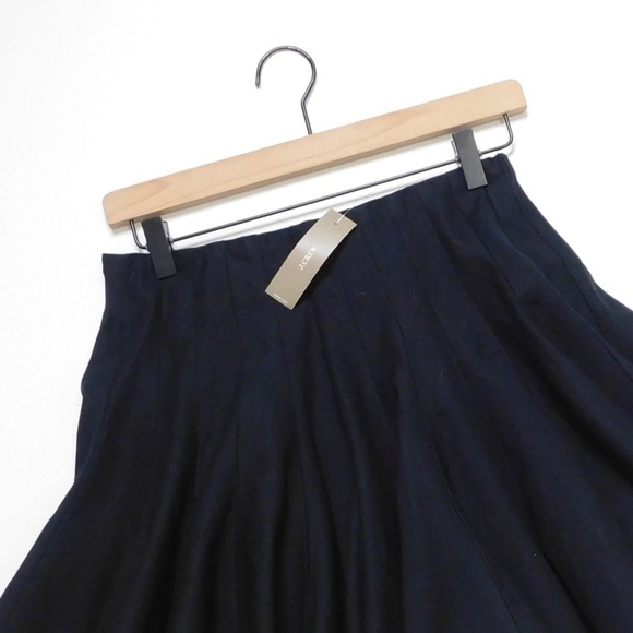 NWT!! J. CREW Godet Mini Skirt Black Chino Pleated Solid Pleats Preppy Size 0 - Picture 4 of 16